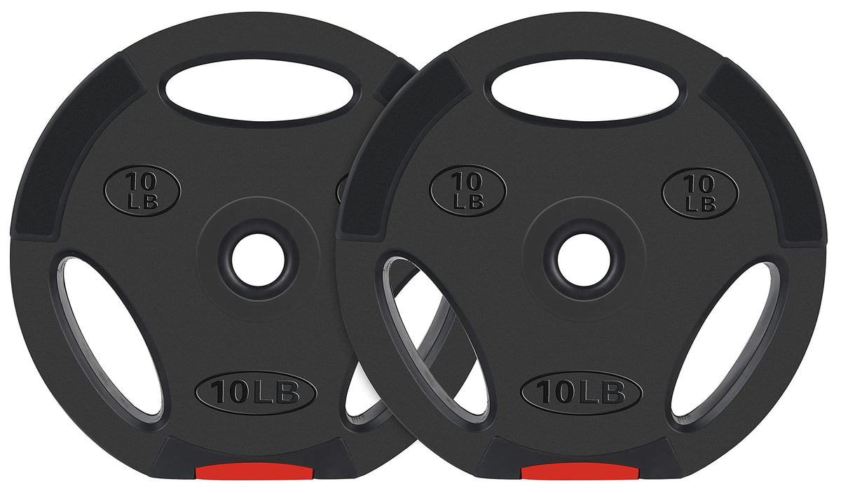 Signature Fitness Vinyl Standard 1-Inch Plate Weight Plate for Strength Training and Weightlifting, 10-Pound, Pair
