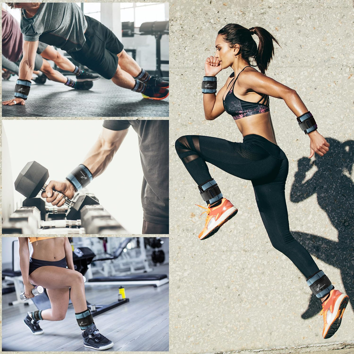 Sportneer Adjustable Ankle/Wrist Weights for Men Women Kids, Weighted Leg & Cuff Strength Training for Yoga Walking Running Aerobics Gym Fitness Physical Therapy (Dusty Blue, 2 lbs (x2))