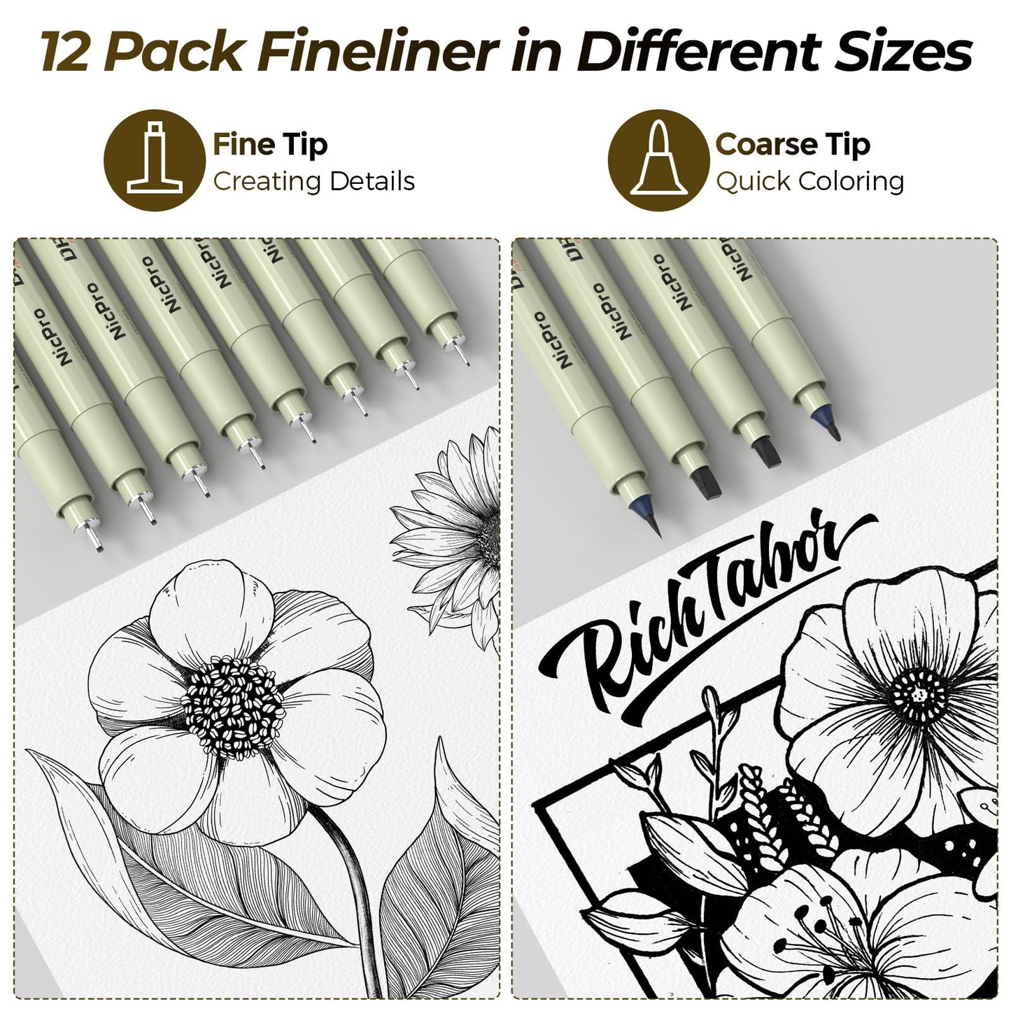 Nicpro 58 PCS Art Drawing Supplies Kit in Leather Case, Art Mechanical Pencil Set with 6 Metal Drafting Pencil 0.5 & 0.7 & 0.9 & 2mm, 12 Micron Pen, Sketch Book, 30 Tube Lead Refills for Sketching