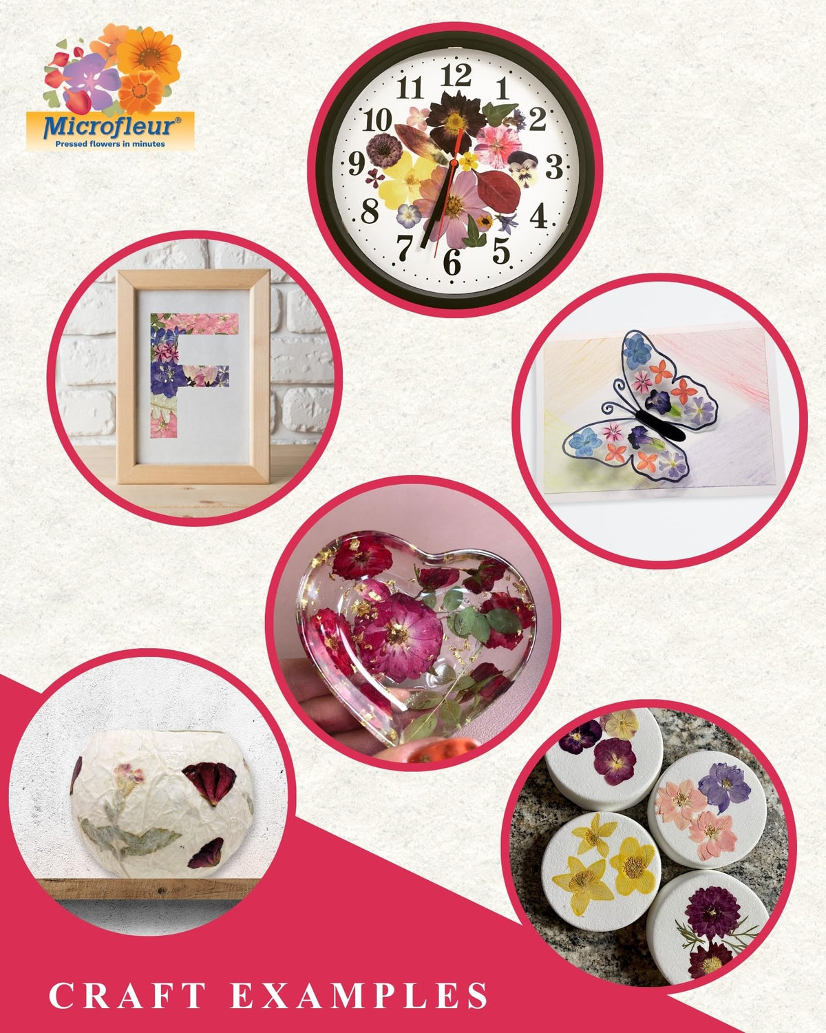 Microfleur Microwave Flower Art Press Kit for Kids and Adults - DIY with Washable Absorbent Cloth, Ideal for Plant Lovers 5 inch