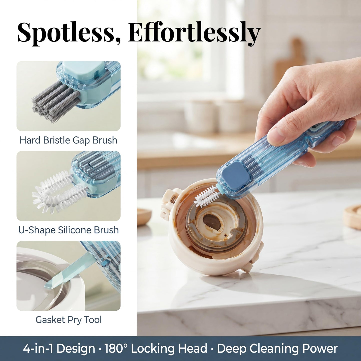 2Pcs 4 in 1 Cup Lid Gap Cleaning Brush Set,Multifunctional Crevice Cleaning Brush for Bottle,Multipurpose Bottle Cleaner with Compact Design Tiny Silicone Cup Holder Cleaner Tool,Kitchen Gadgets