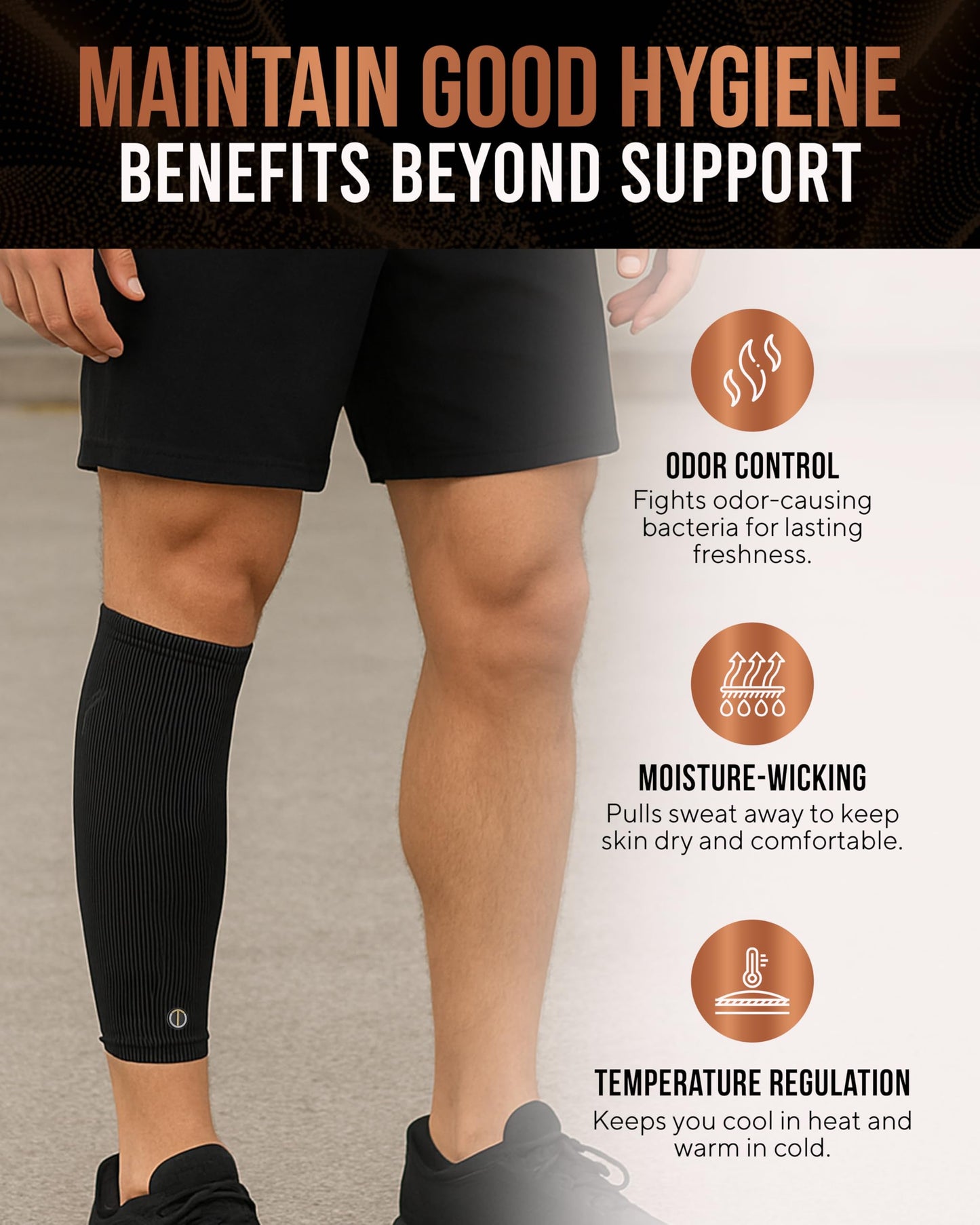 TheraCopper Copper Calf Compression Sleeve — Premium Copper Compression Shin Sleeve for Men & Women — Breathable & Non-Slip Leg Sleeves for Runners, Shin Splints, Muscle Recovery & Leg Fatigue (Large)
