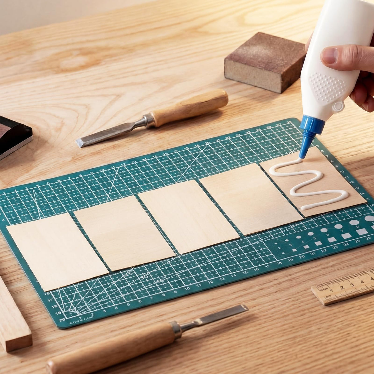 Novabright 100 Pcs Maple Fingerboard Wood Veneer Pieces 4" x 2.6" 60 Straight Cut, 40 Cross Cut 1/42" Thickness for String Instrument Fingerboards Crafting Repairing