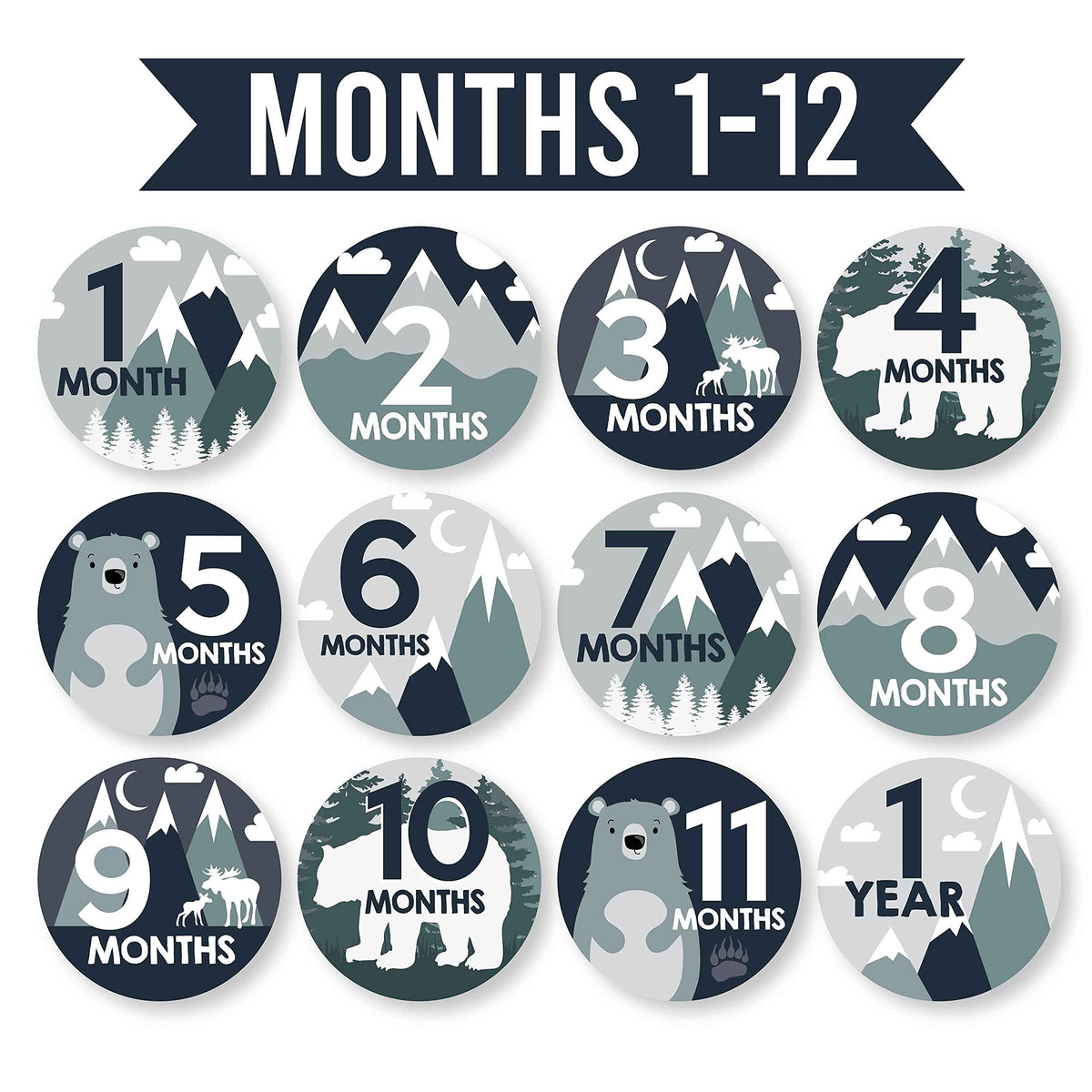 20 Monthly Baby Milestone Stickers Boy - Adventure Baby Monthly Milestone Stickers for Baby Boy, Milestone Baby Monthly Stickers, Baby Month Stickers for Baby Photo Props, Monthly Baby Stickers Boy