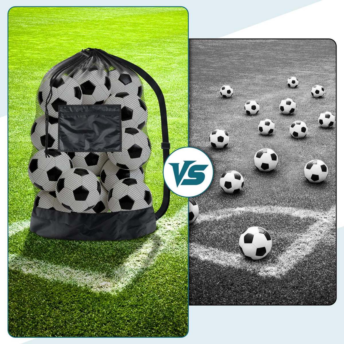 BROTOU Heavy Duty Soccer Ball Net Bag Drawstring Mesh Ball Bag with Zipper Pocket, Sports Equipment Storage Organizer Hold for Gym, Cloth, Beach, Swimming Gears (1pc-Durable Upgrade)