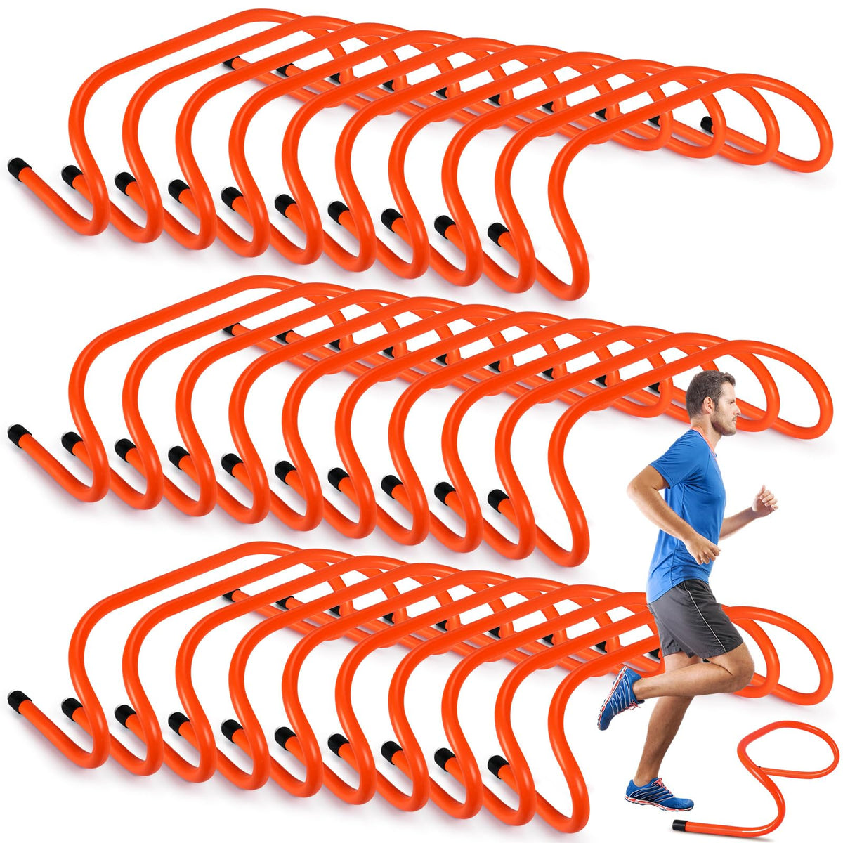 Wettarn 30 Pcs 6" Speed Agility Training Hurdles Plyometric Practice Agility Hurdle for Adults, Athletes, Basketball, Baseball, Soccer, Football Indoor Outdoor Sports Equipment(Orange)
