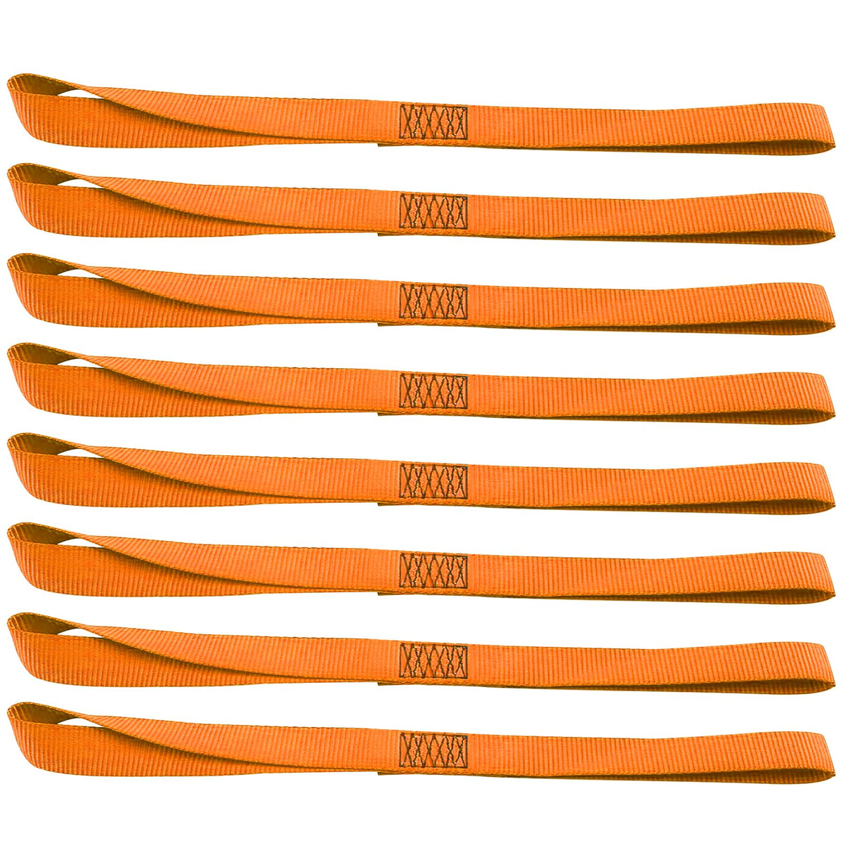 XSTRAP STANDARD Soft Loop Tie-Down Straps 8PK 1-1/16 x 18 inches - 3600LB Breaking Strength, Loops for Securing Trailering of Bikes, ATV, UTV, Motorcycles, Scooters, Dirt Bikes, Lawn Equipment, Orange