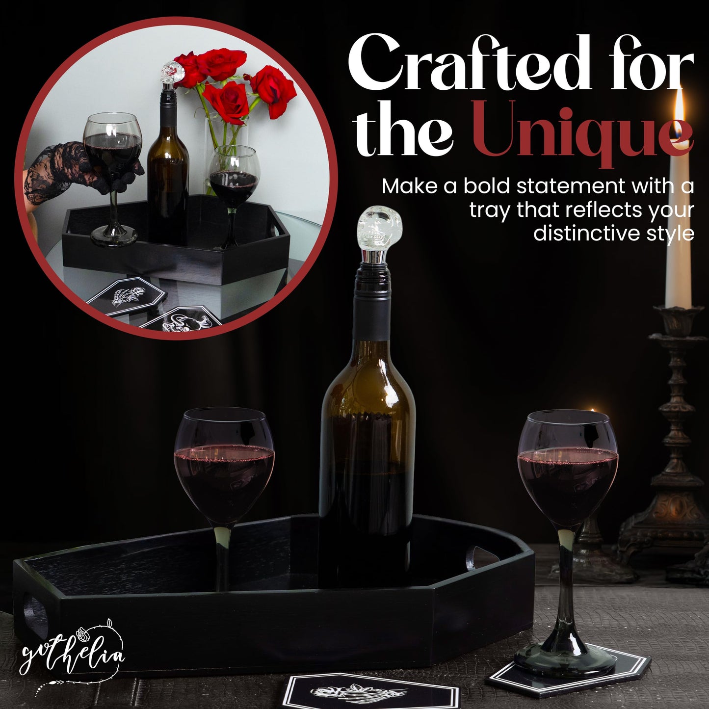 Coffin Tray – Coffin Charcuterie Board, Coffin Tray Spooky Serving Platter for Party, Haunted Table Centerpiece, Wooden Coffin Decor Gothic Haunted House Halloween Decor, Medium (13.7" L x 8.8" W)