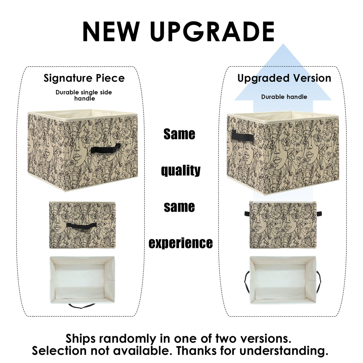 Knibeo Modern Abstract Women Faces Floral Fabric Storage Bins for Shelves Closet, Minimalist Boho Botanical Aesthetic Collapsible Cube Baskets Organizer for Clothes Books Toys