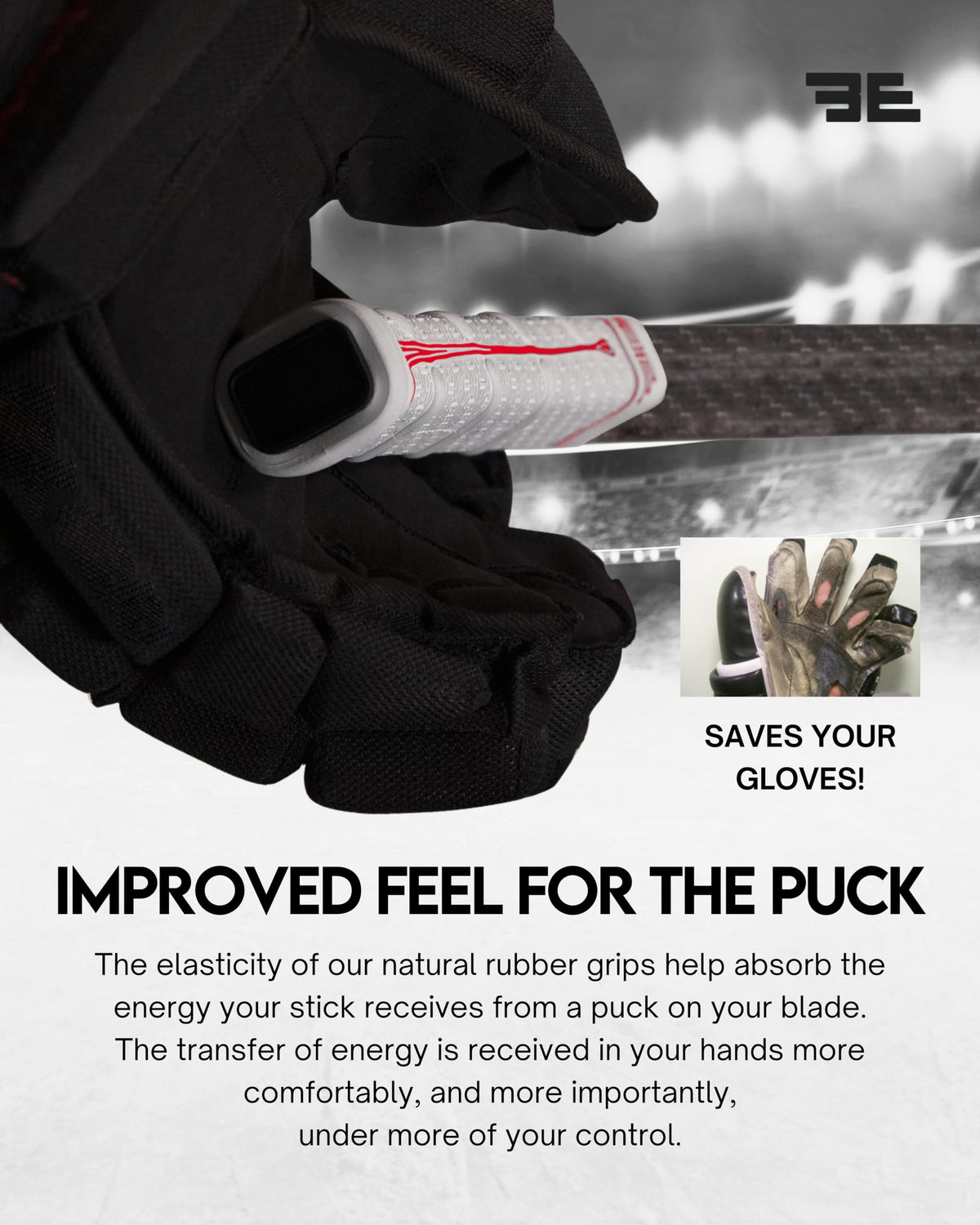 Buttendz Fusion Z Hockey Stick Replacement Grip - Reusable Design, Small Knob Player Grip for Top Hand Mobility, Fits All Stick Sizes (Black, White Drip)