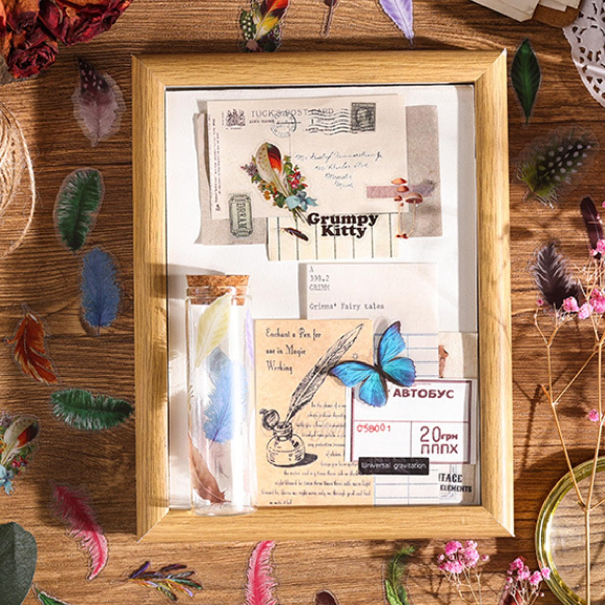 Imeepa Scrapbooking Stickers 480Pcs Plants Stickers, 8 Series Nature Theme, Flowers Mushroom Butterfly Feather Stickers for Scrapbook Journaling DIY Crafts Planners Art