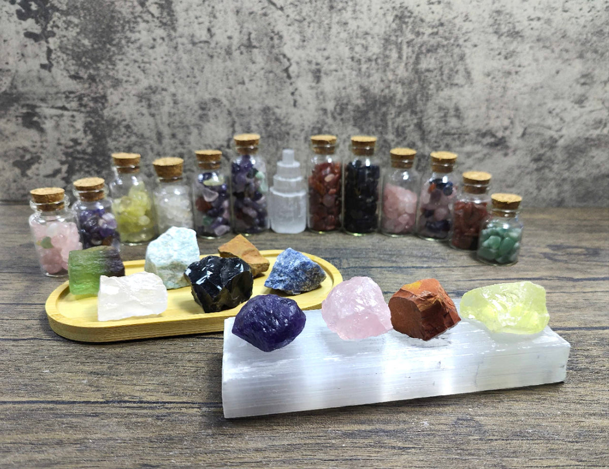 MAIBAOTA Natural Chakra Crystals Bulk Raw Healing Crystal Stones 1" Raw Rough Gemstones Rocks for Tumbling Polishing Cutting Reiki Witch Quartz Crystals