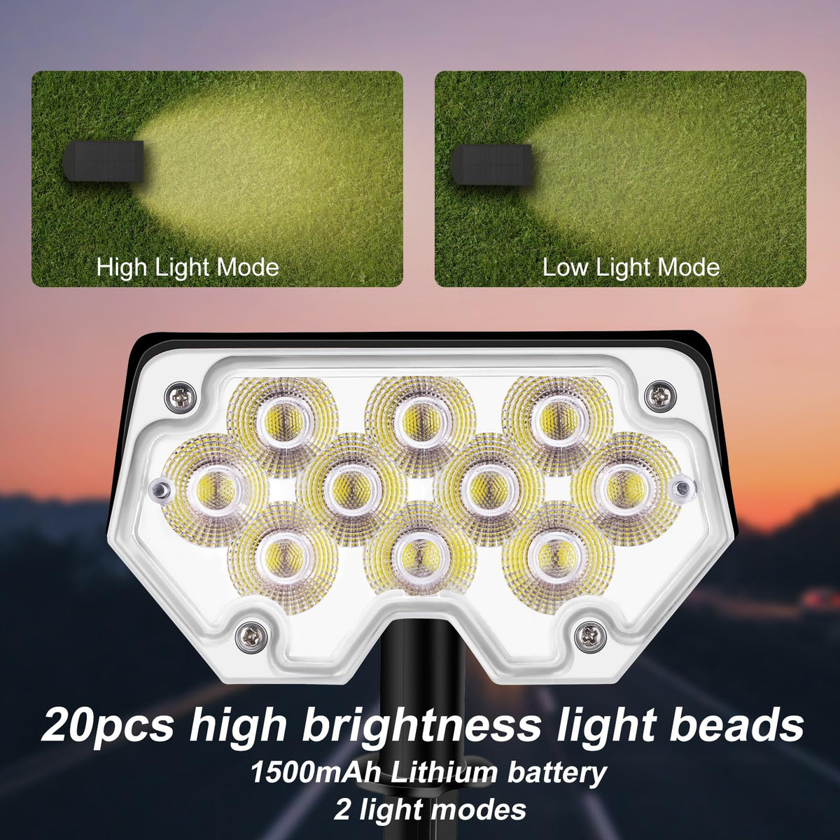 FOSUNKER All-New Solar Spot Lights Outdoor Waterproof，20 LEDs Solar Flag Light with 2 Modes,Landscape Spotlights for Pathway, Patio, Garden, Trees ，Pool(2 Pack,Warm Light)