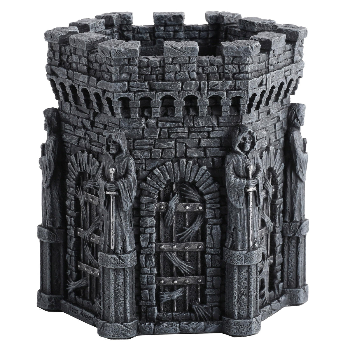 Veronese Design 4 7/8 Inch Wardens of the Damned Pen Holder Resin Desktop Organizer Skeleton Reaper Home Decor Sculpture