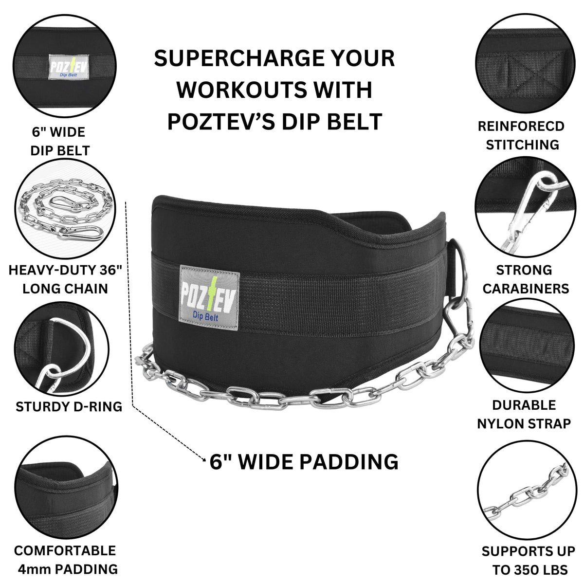 Dip Belt With Chain For Weight Lifting Optimal For Pull Ups Dips Squats Weightlifting Belt Squat Attachment Workout Dipping Belt - Unisex Gym Equipment