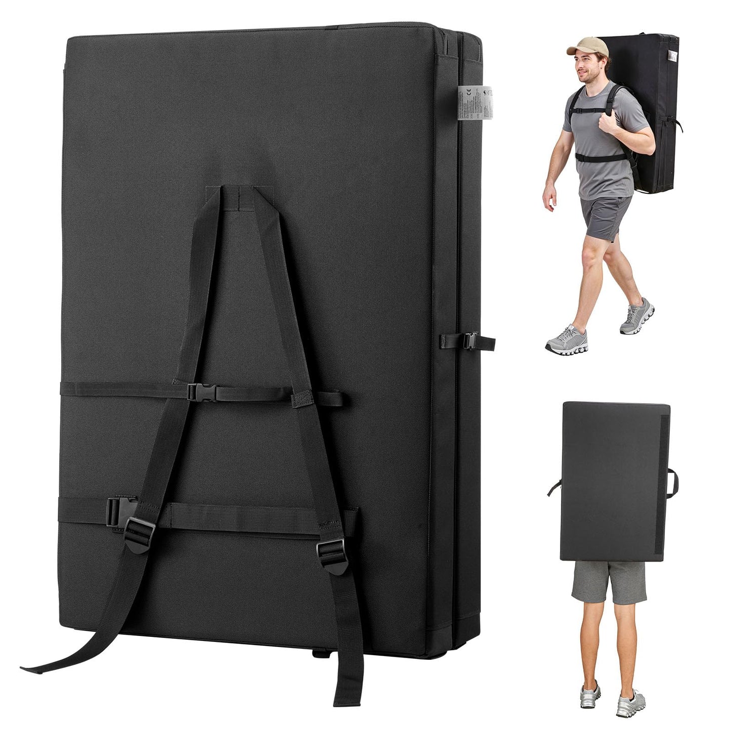 VEVOR Bouldering Crash Pad, Bi-Fold Rock Climbing Crash Pad with Adjustable Backpack Straps and Handle, Foldable Lightweight for Indoor Bouldering & Outdoor Climbing(4x3 ft)