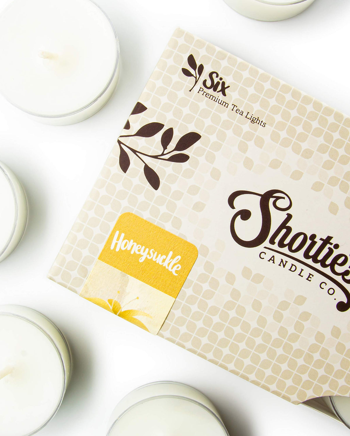 Shorties Candle Company Pure Honeysuckle Tealight Candles - 12 Highly Scented White Tea Lights - Model 45065 - Flower Collection
