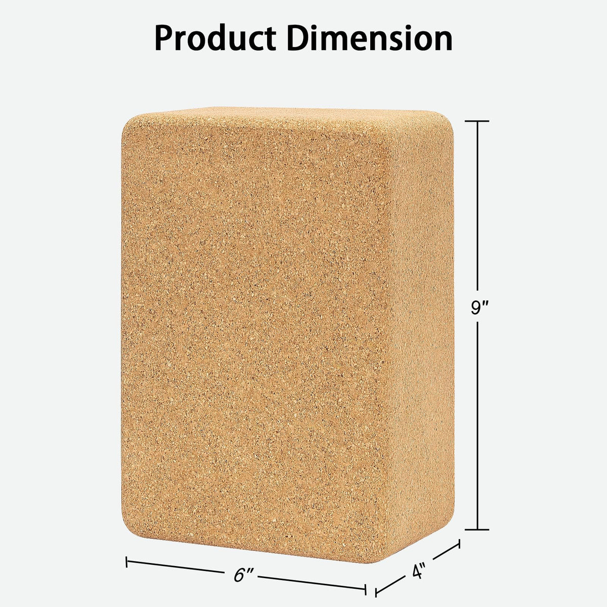 Hatha Yoga Cork Yoga Block, Natural Cork from Portuguese, Premium Brick 9"x6"x4", Eco-Friendly Yoga Accessories for Yoga, Pilates & Stretching