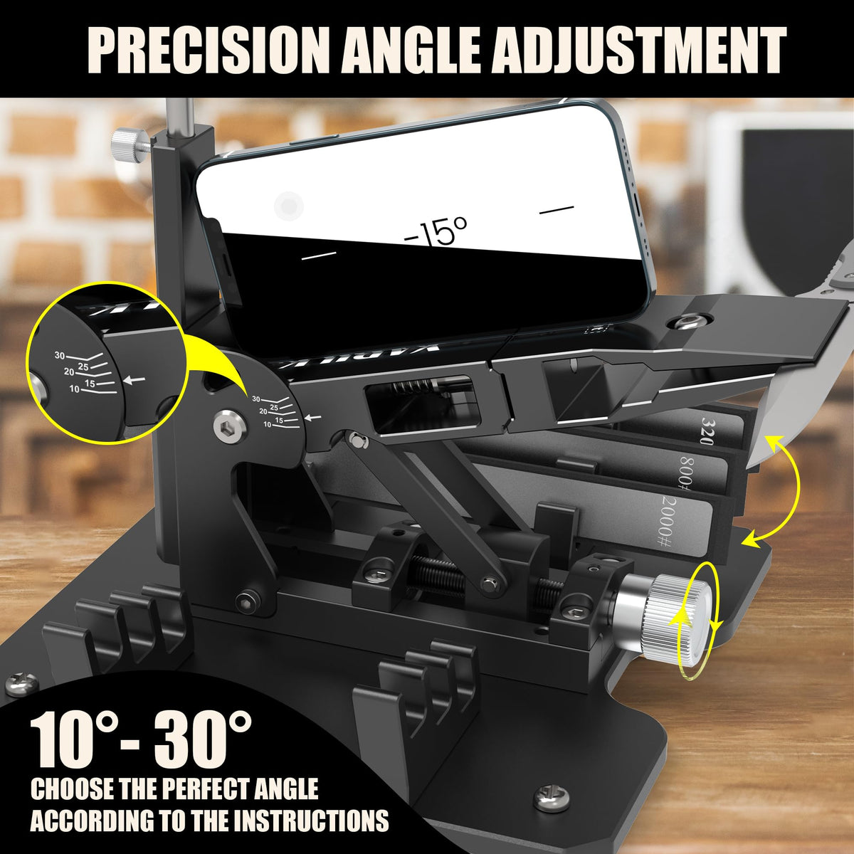 Upgraded XARILK Professional Knife Sharpening System GEN2, Heavy-duty | Aluminum Precision Knife Sharpener Tool & Sharpening Kit W/Diamonds (320# 800# 2000#)