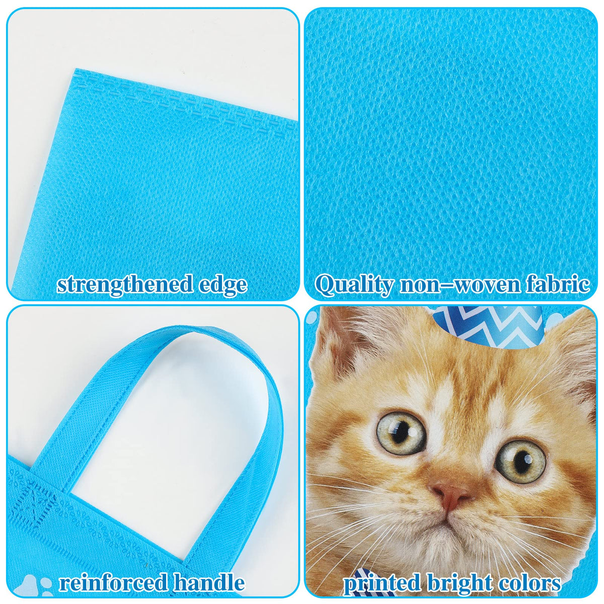Ferraycle 24 Pcs Cat Party Favor Bag Cute Cat Goodie Bags Pet Party Favor Shopper Pet Themed Treat Supplies Non Woven for Baby Shower Birthday Decoration Supplies