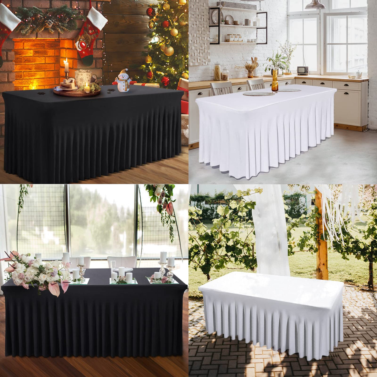 BDDC One-Piece Spandex Table Cover Skirt for 6FT Rectangle Tables
