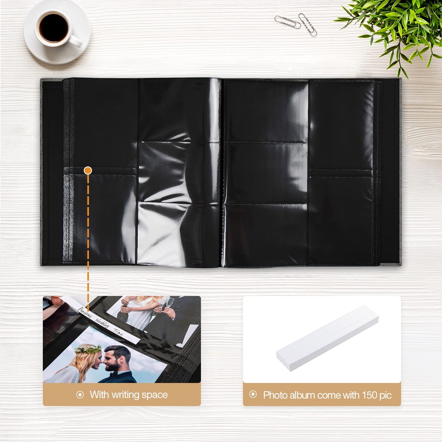 potricher Photo Album for 4x6 1000 Photos Linen Cover Extra Large Capacity Picture Book for Family Wedding Anniversary and Baby (Gray)