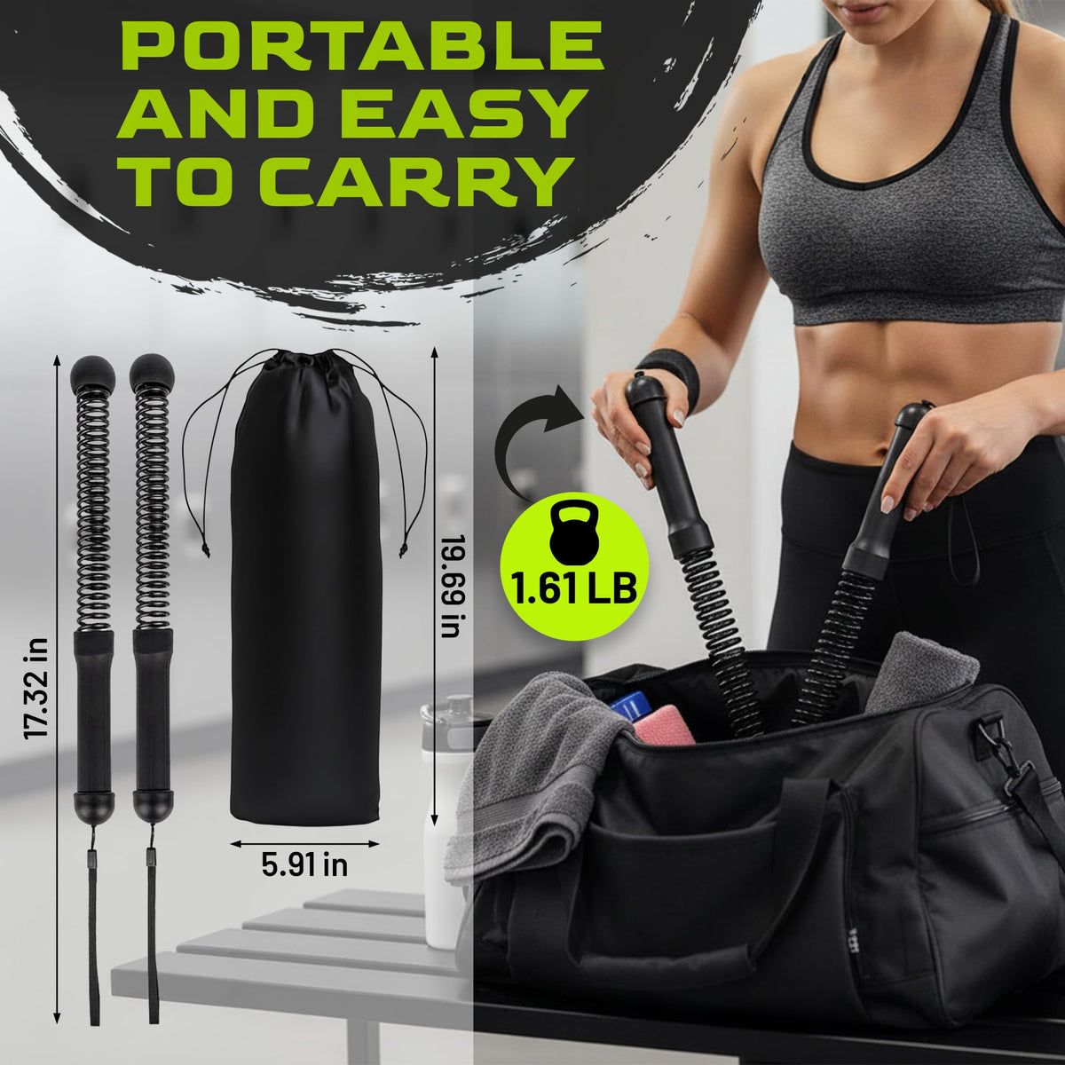 Sanmico Weighted Ropeless Battle Ropes 2 Pack – 2026 Edition | Cordless Portable No Anchor Battle Rope for Home Gym & Apartment | HIIT Strength & Cardio | Non-Slip Handle | Gloves & Exercise Poster
