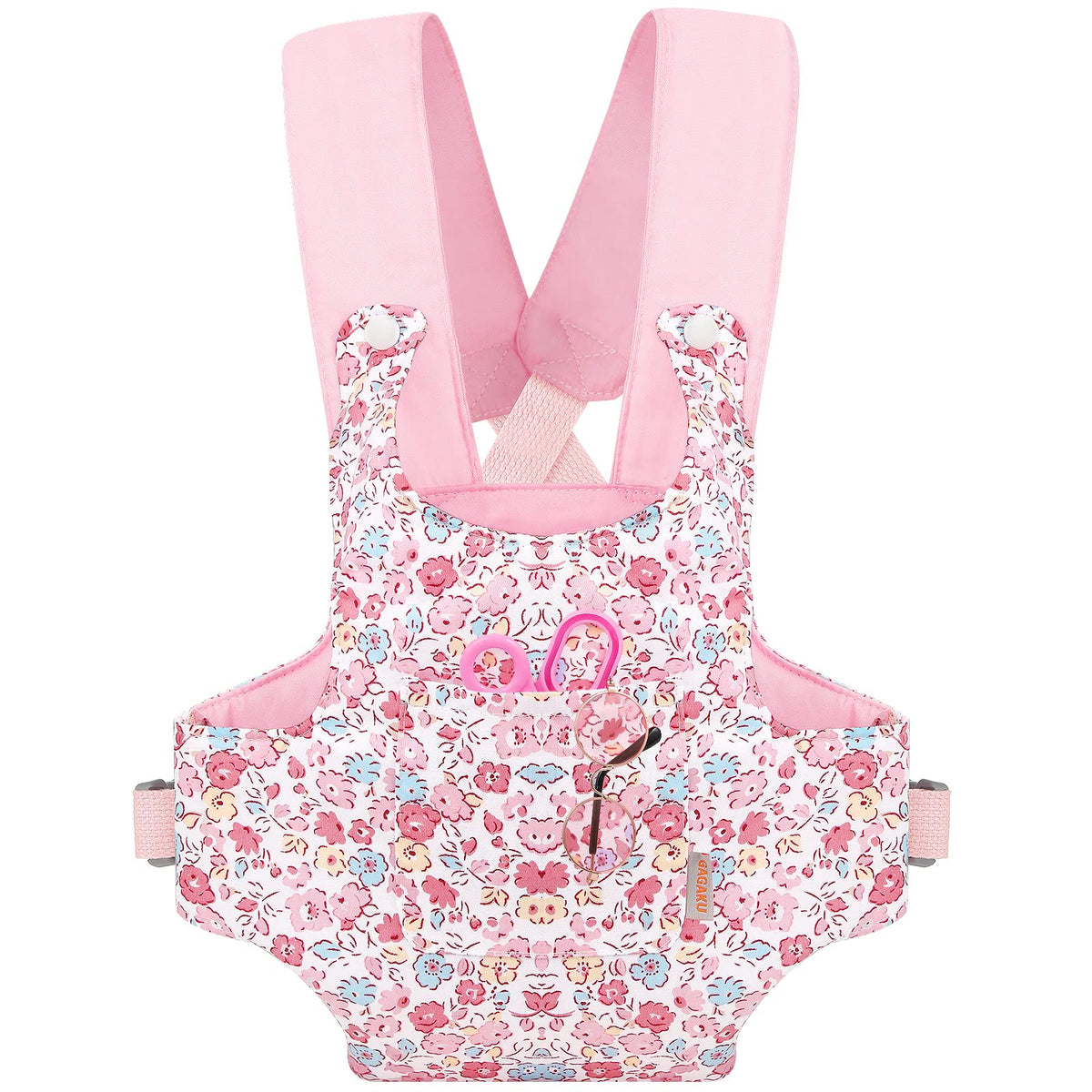 GAGAKU Baby Doll Carrier Stuffed Animal Carrier for Girls Doll Accessory Adjustable Straps for 12 to 20 inch Reborn Baby Dolls - Pink Flowers