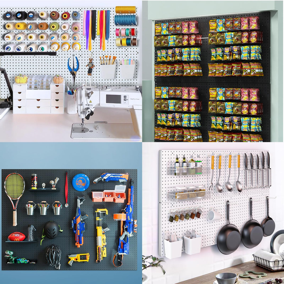 FZK Peg Board, 82PCS Metal Pegboard Wall Organizer Kit. Heavy Duty Pegboard, Peg Boards, Pegboard for Walls, White Pegboard for Garage Craft Room Workbench Office Kitchen Tool Organization, 36 * 24