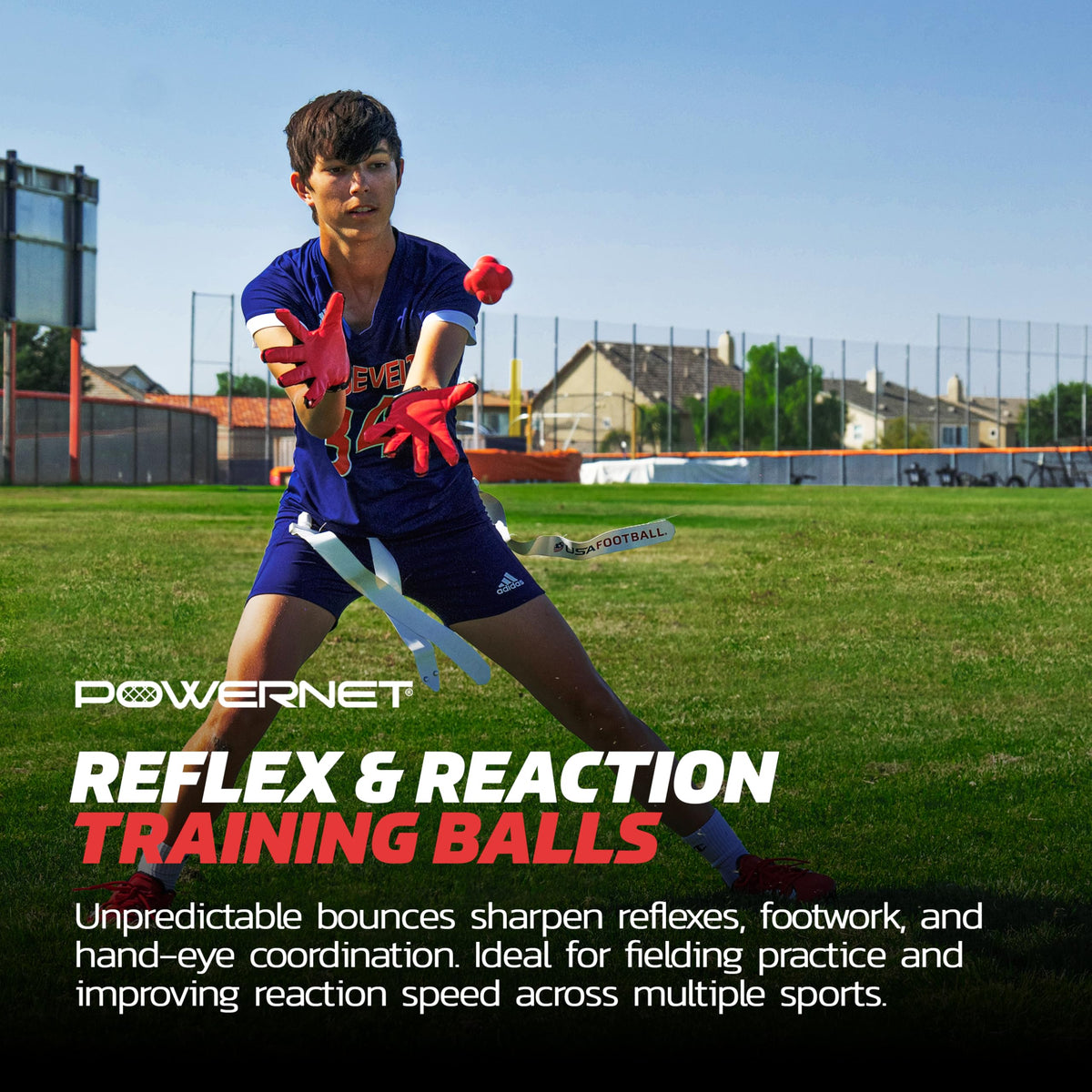 PowerNet Reaction Balls, Reflex & Agility Trainer, Hand-Eye Coordination Training, Reaction Speed Training Equipment, Baseball Softball Soccer and Boxing Reflex Ball (2-PK)