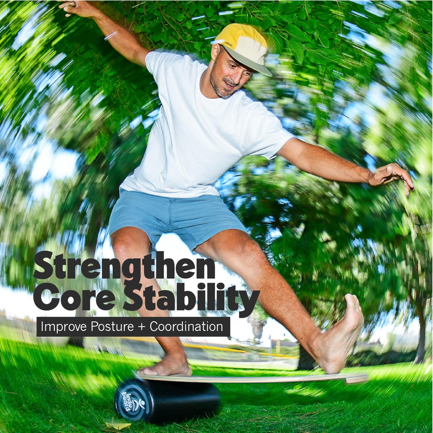 The Original Indo Board - Balance Board Trainer for Core Strength, Stability & Athletic Performance - Surfing, Skateboarding, Snowboarding, Yoga, Physical Therapy & More. Includes Board and Cushion - "Country Road" Design. ROLLER NOT INCLUDED.