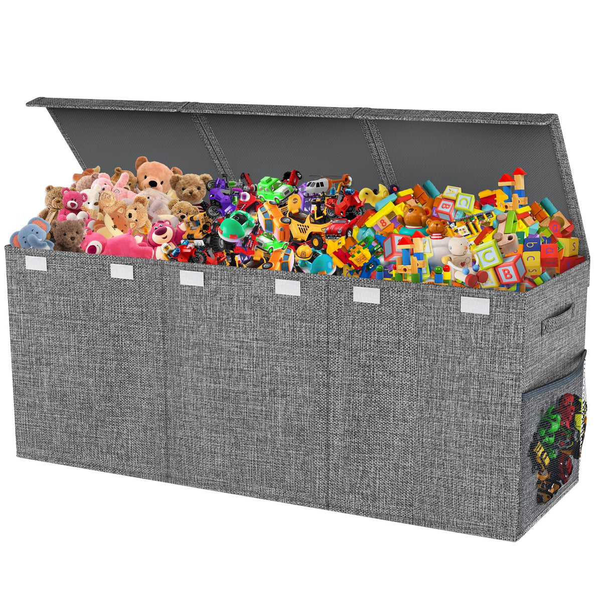 Mabahoo Extra Large Toy Box Chest with Lids, Collapsible Sturdy Kids Toy Storage Organizer Boxes for Boys Girls, 40"x14"x16", Toybox Storage Bins Basket for Living Room, Bedroom, Nursery, Gray