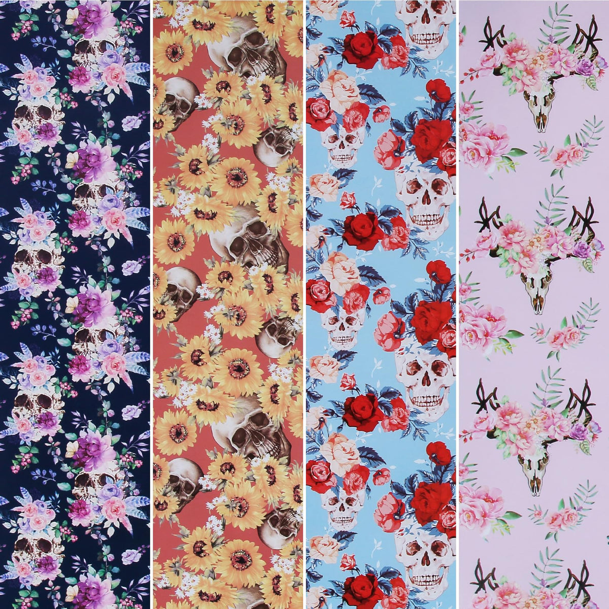 Aimyoo Gothic Skull Floral Wrapping Paper Bundle Roll, Skeleton Flowers Halloween Wrap Paper 17 in x 16 ft per Roll