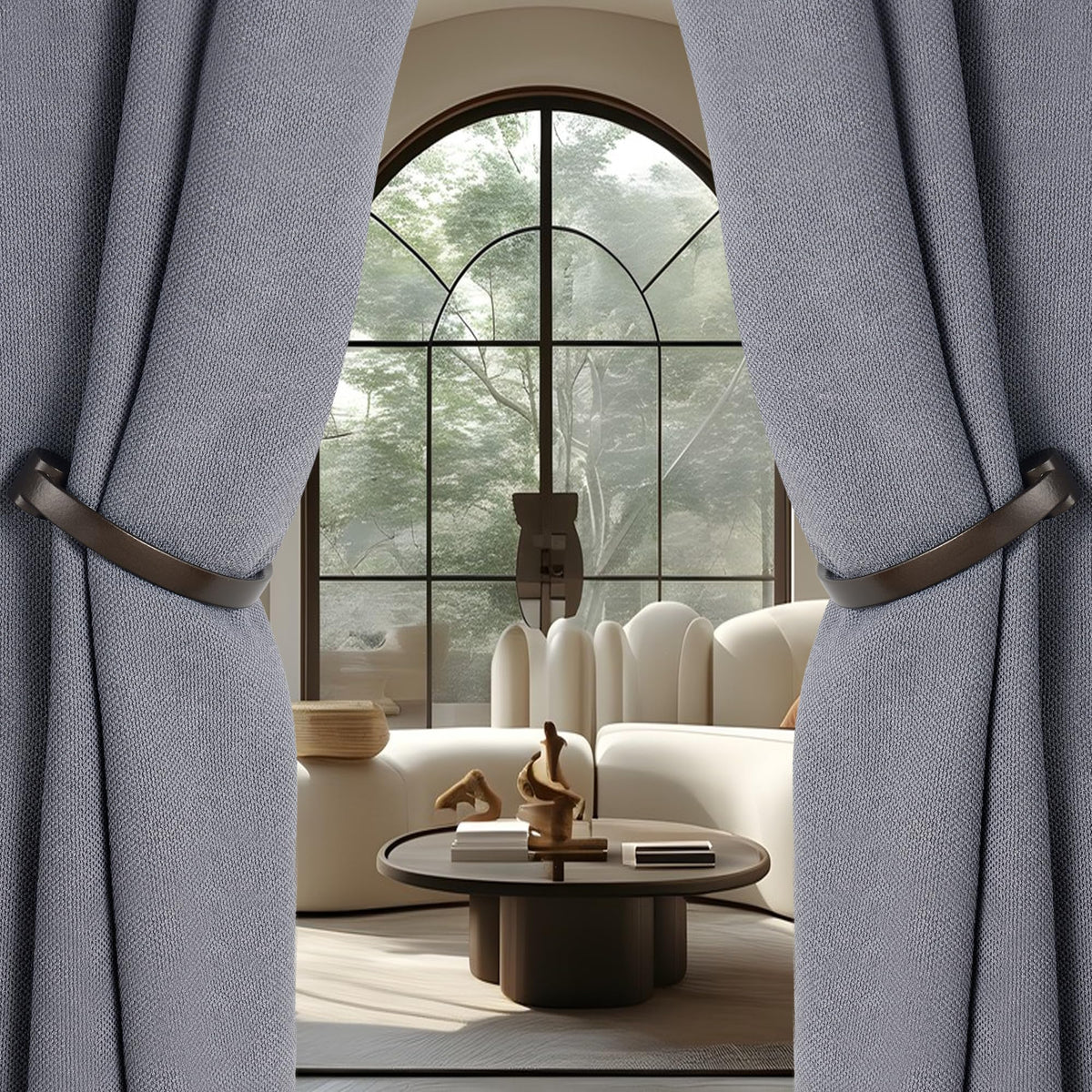 Mayrhyme Curtain Holdbacks 2Pcs,Dark Bronze Barrel Zinc Alloy Curtain Tiebacks,Wall Mounted Curtain Holders for Drapes.