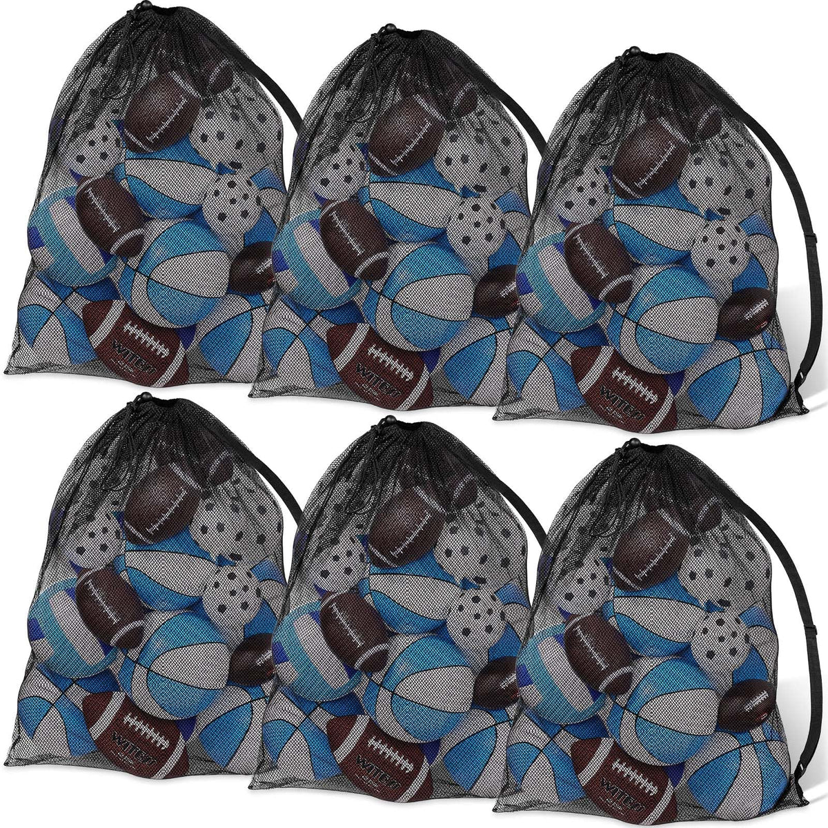 Shappy 4 Pack Extra Large Sports Ball Bag 30 x 40 Inches Mesh Soccer Basketball Bags Large Mesh Pouch with Adjustable Shoulder Strap for Football Volleyball Gym Sports Equipment