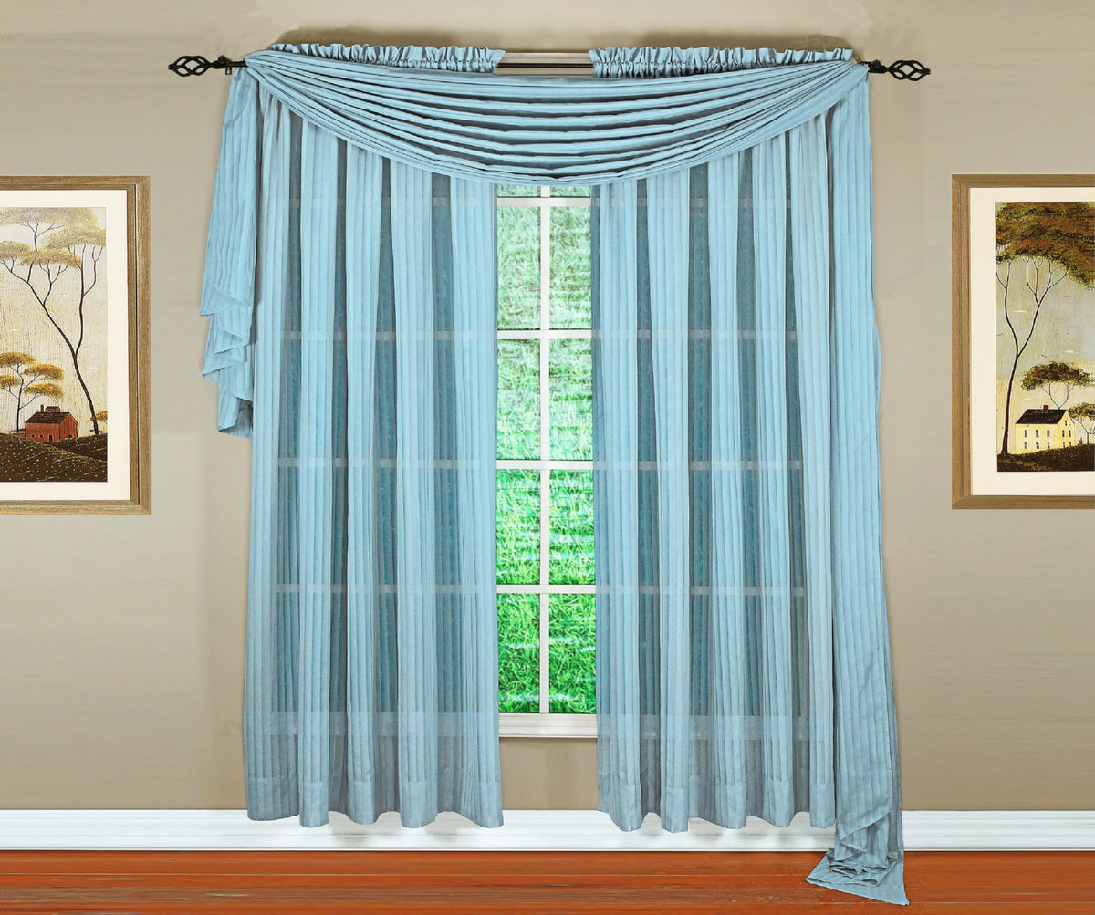 Today's Curtain, Silhouette Stripe Sheer Scarf 144", Blue, 52" W x 144" L