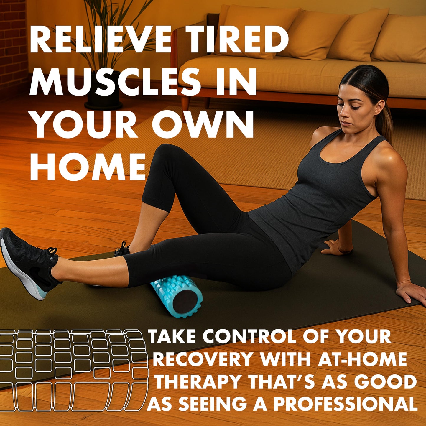 321 Strong Foam Roller - Medium Density Deep Tissue Massager - Muscle Massage + Myofascial Trigger Point Release - Includes 4K eBook - Aurora