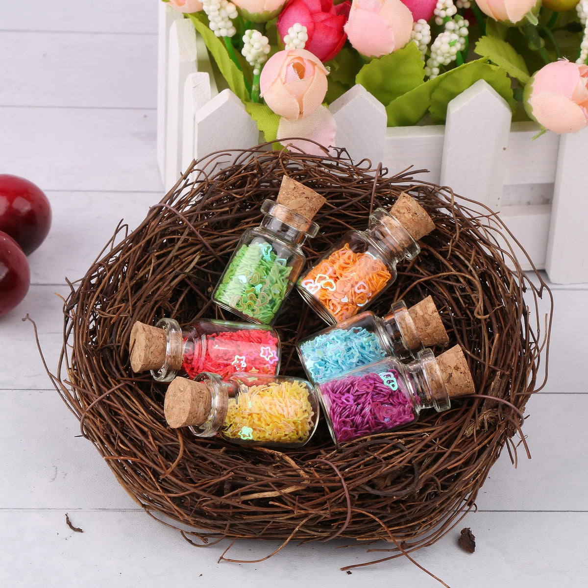 MaxMau 100pcs Tiny Jars with Corks 3ml Cute Little Bottles Cork Stoppers Small Clear Glass Bottles Mini Vials for Crafts Project Party Favors