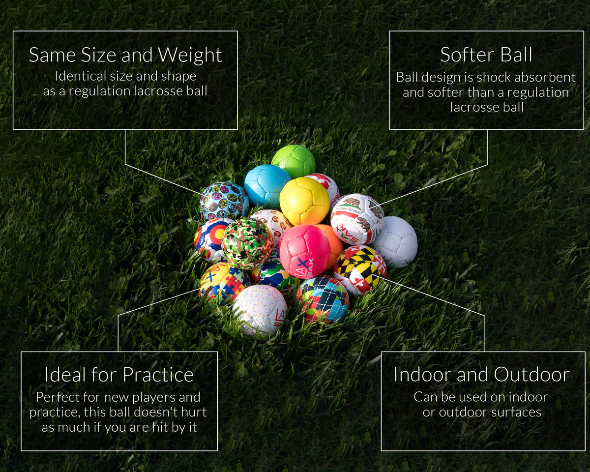 Lax Sak Soft Practice Lacrosse Balls - Same Weight & Size as a Regulation Lacrosse Balls, Great for Indoor & Outdoor Practices, Less Bounce & Minimal Rebounds - Mini Crabs, 1 Pack