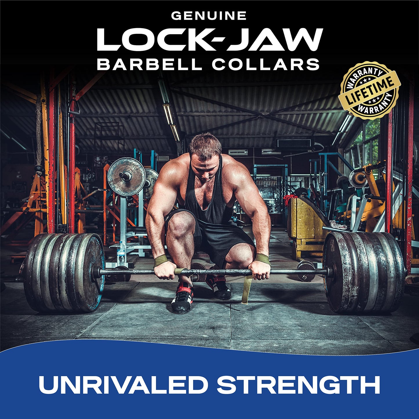 Lock-Jaw PRO 2 Barbell Collars with Magnets (Black) Barbell Clamps - 1 Pair Heavy Duty Bar Clamps for 2” & 50mm Olympic Bars – Secure Weight Bar Clamps for Strength Training & Home Gym Accessories