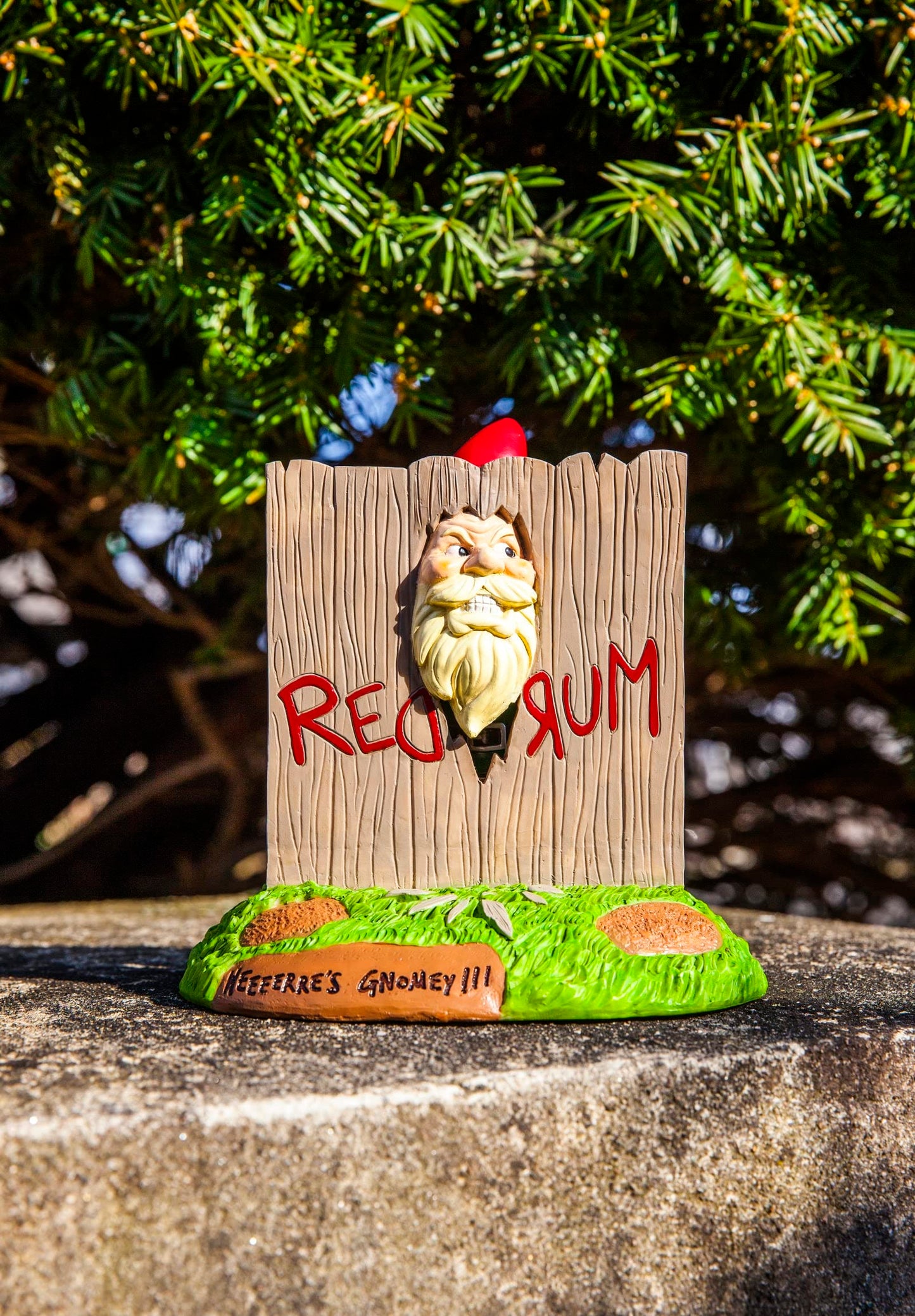Shining Gnome Garden Gnome - Funny Gnomes for Outdoor Spaces - Weatherproof Redrum Scary Yard Statue - Horror Movie Lawn for Halloween Decorations - 9.5"