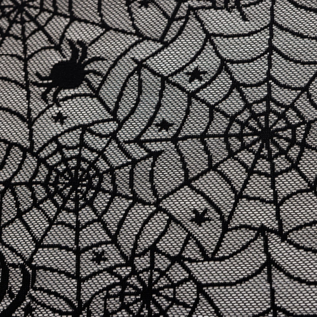 YJ YANJUN Black Lace Curtains 63 inches Length 2 Panels Halloween Goth Curtains for Bedroom Kitchen Spider Webs Halloween Decoration Coffin/Witchy/Gothic Haunted House Decor 55Wx63L Inch