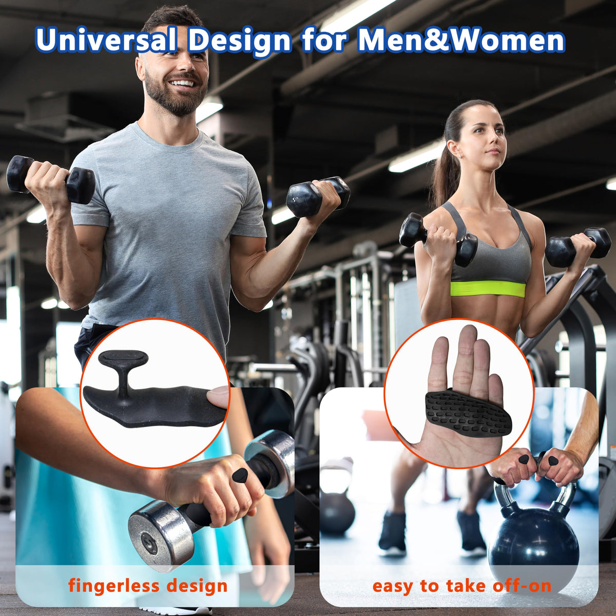 Epritliber Silicone Gym Grips for Weight Lifting,Workout Gloves for Women Men Alternative,Anti Slip Gym Workout Grip,Rubber Gym Hand Grips-Weightlifting Grips Pad for Barbell,Pull Up,Ryptfit,Training