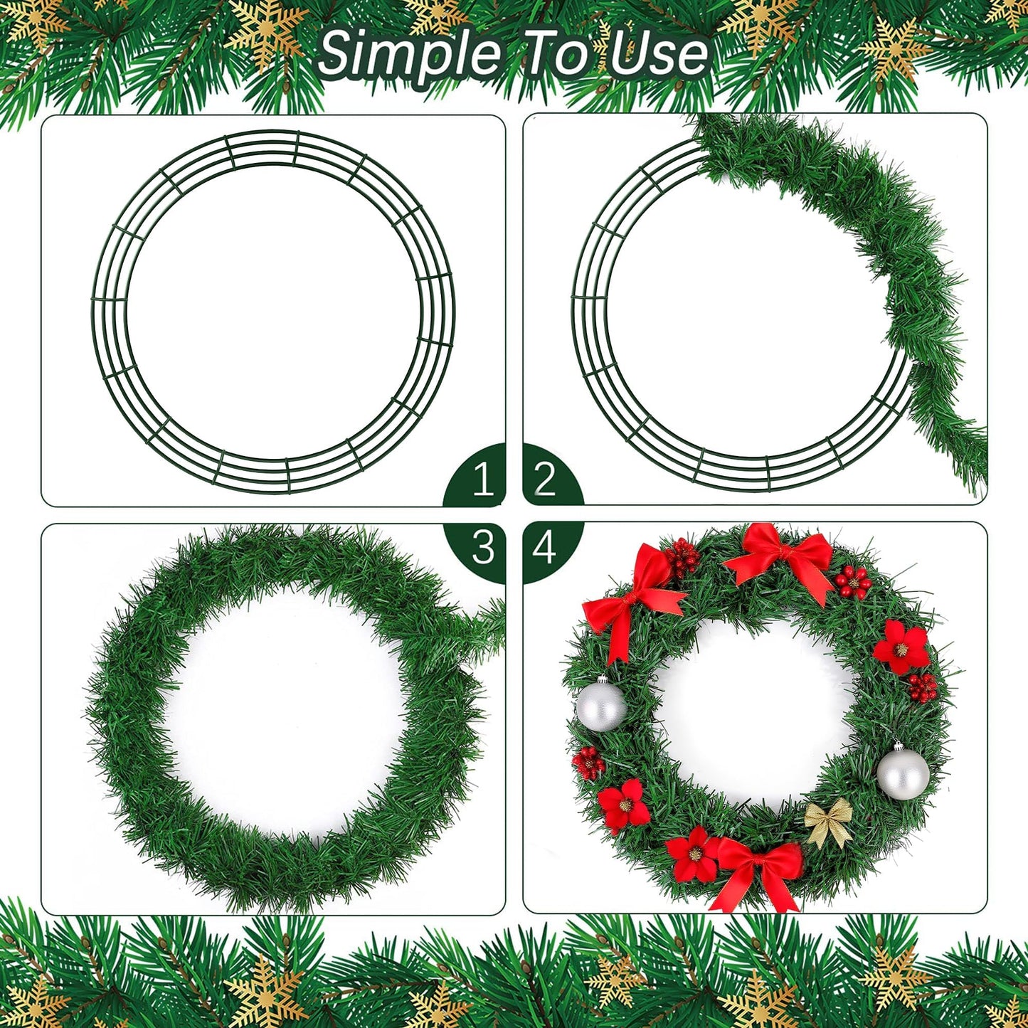 Aodaer 24 Pack 30 Inch Wire Wreath Frame Christmas Dark Green Wire Wreath Ring Round Metal DIY Floral Crafts Wreaths for Halloween New Year Holiday Valentines Day Decorations