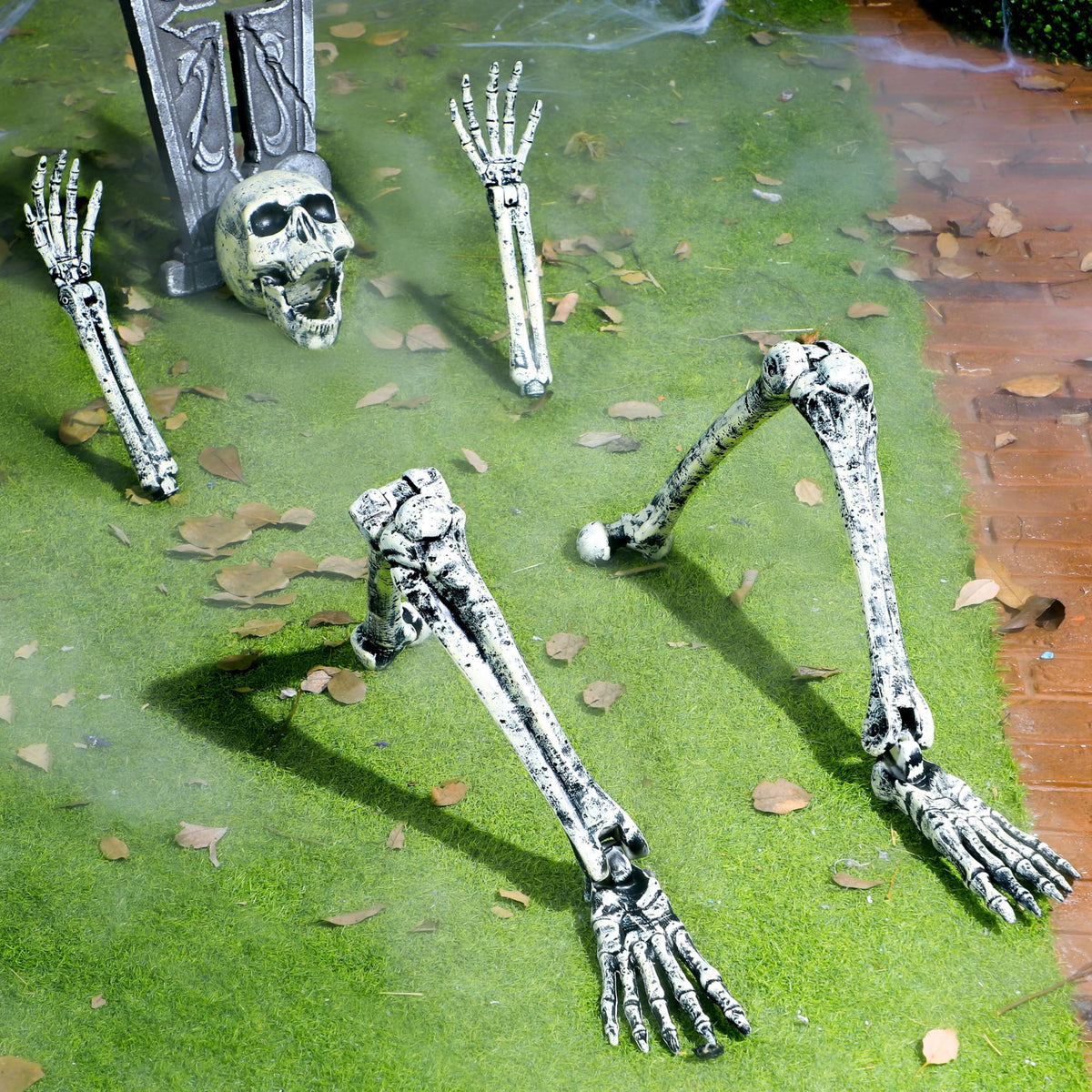 JOYIN 5 Pcs Halloween Skeleton Decorations Outdoor, Life Size Skeleton Yard Stakes, Groundbreaker Skulls Decor for Graveyard Yard Lawn Garden Ground Party Supplies