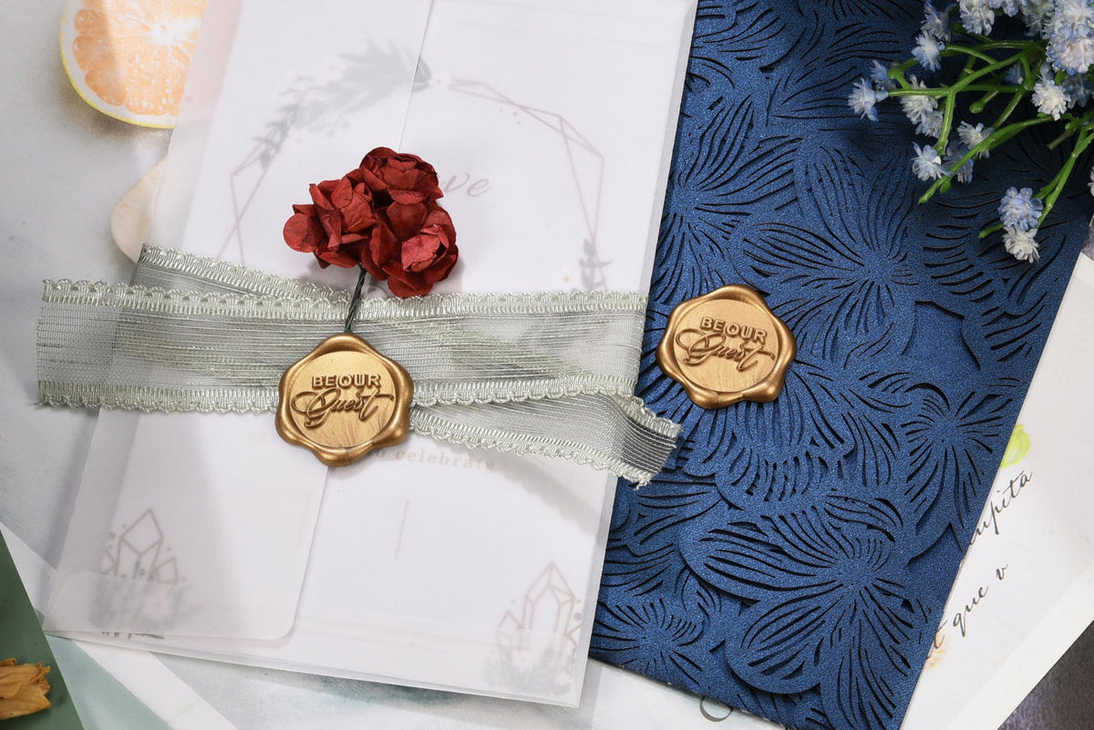 Yoption Be Our Guest Wax Seal Stickers, 50 Pack Envelope Seals, Self Adhesive Antique Gold for Wedding Invitations, Party, Christmas, Gift Wrapping