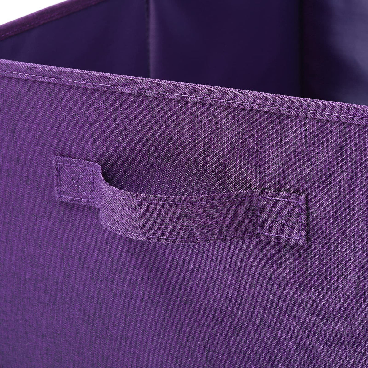 HOONEX Storage Bins with Lids for Organizing, Pack of 2, Storage Boxes with 2 Carry Handles and Sturdy Heavy Cardboard, 16.5" L x 11.8" W x 7.5" H for Shoes, Books, Clothes, Nursery, Dark Purple