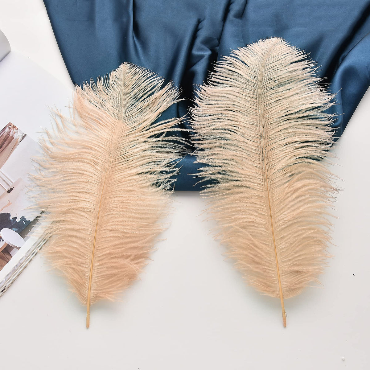 Ballinger Champagne Ostrich Feathers Bulk - 24pcs 10-12inch Boho Feathers for vase and Home Decor Wedding Party Centerpieces