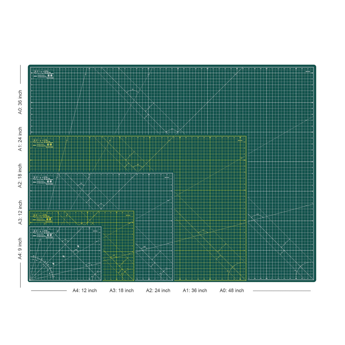 Elan Cutting Mat A1 Green, Large Self Healing Cutting Mat 24 x 36 Inch, 5-Ply Craft Board Green, Hobby Board for Crafts 24x36 Inch