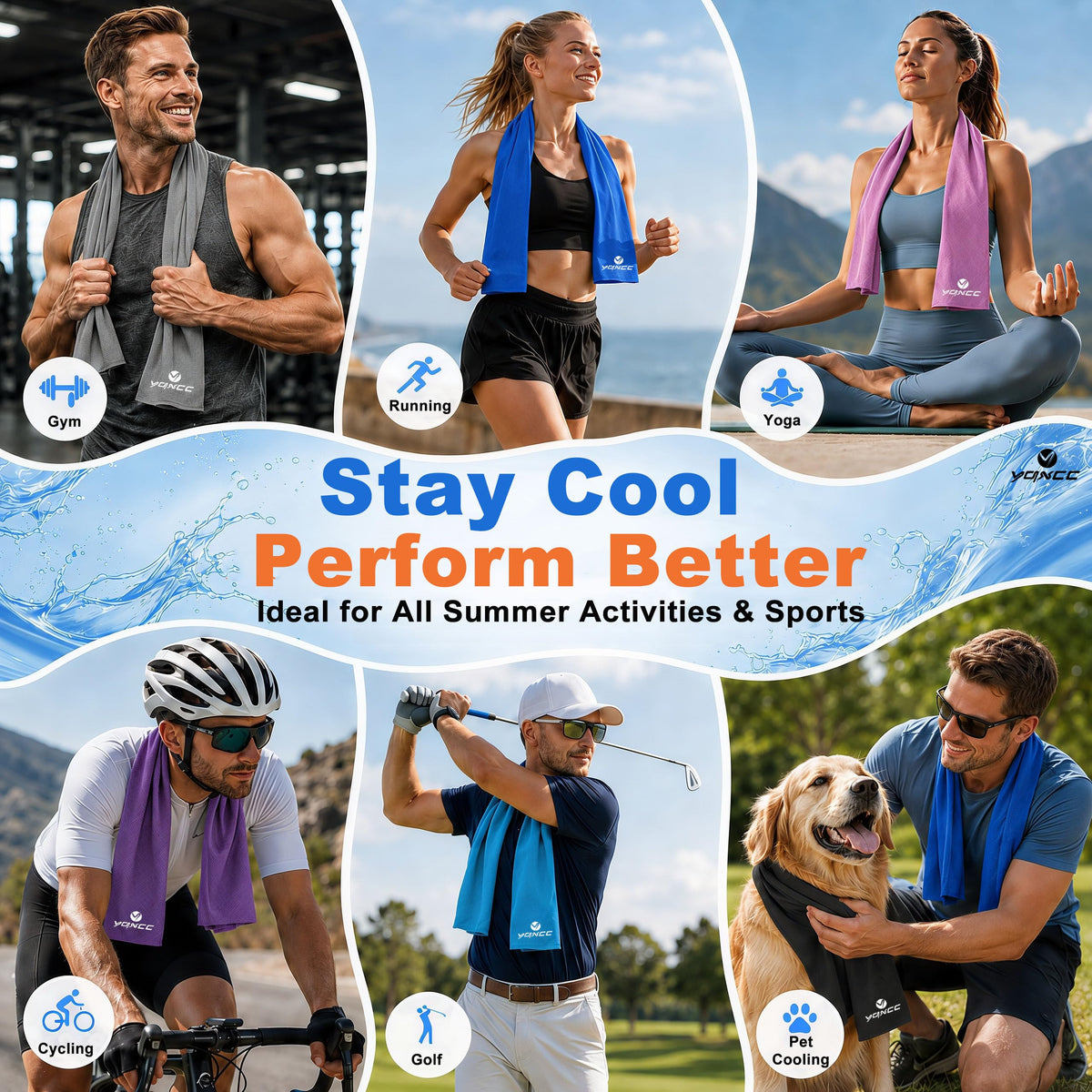 YQXCC Cooling Towels | 4 Pack 40"x12" | Cool for Neck | Microfiber Soft Breathable Chilly for Sports, Yoga, Golf, Gym, Camping, Running, Workout & More Activities